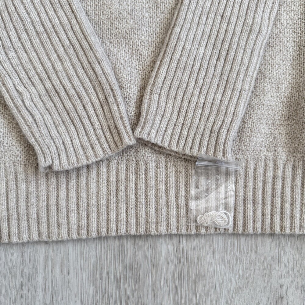 KENAR Sweater Angora Rabbit Hair Blend Women's L Oatmeal Beige Soft Pullover NWT - Picture 3 of 9